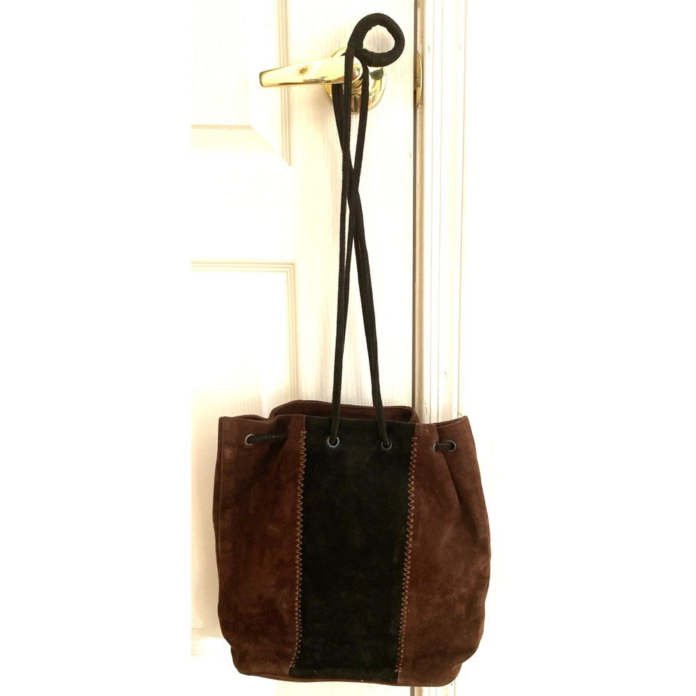 Brown Suede Hobo Shoulder Purse Bag Casual Streetwear Retro Branded 13" x 12"